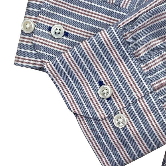 Bonobos Dress Shirt Mens 16 33 Slim Fit Blue Red White Stripe 100% Cotton - Picture 4 of 9